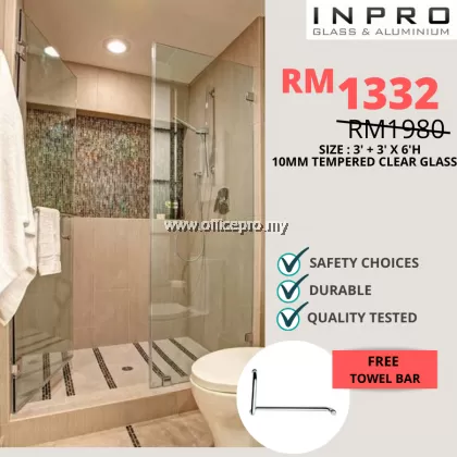 IPSS-4 Shower Screen Set With 10mm Tempered Glass | Glass Contractor Sunway