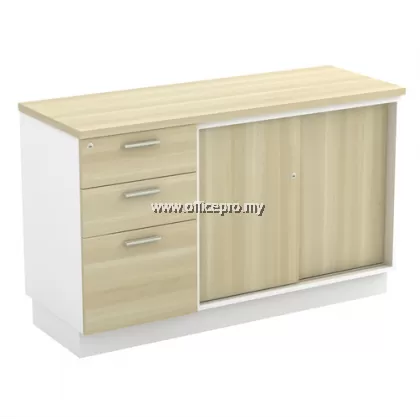 IPB-YSP 7123 Sliding Door Cabinet + Fixed Pedestal 2Drawer1Filling Klang