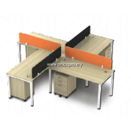 IP16-SR-4 Office Workstation Cluster Of 4 Seater | Office Cubicle | Office Partition Bukit Tinggi | Compact Office Desk | Office Desk Soutions Klang, Shah Alam, Puchong, Cheras, Malaysia