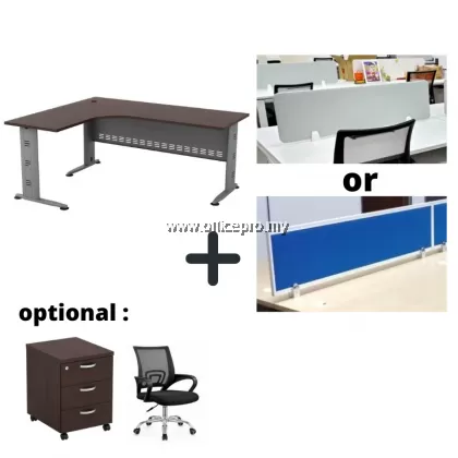 Workstation Office Cluster Of 2 Seater I Office Panel I Office Divider I Q Series Set (T Design) | Office Cubicle | Office Partition Malaysia