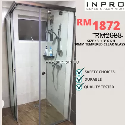 IPSS-3 Shower Screen Sliding Set With 10mm Tempered Glass | Glass Contractor Sunway