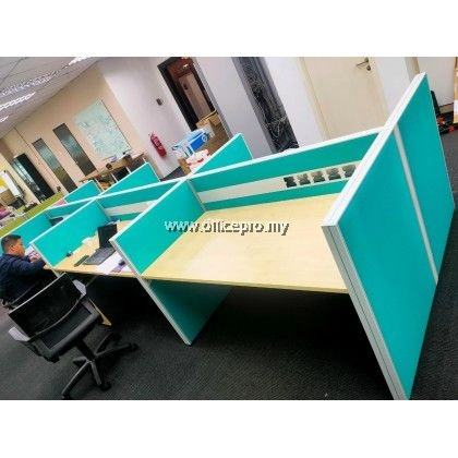 Office Furniture Kelana Jaya Office Workstation Table Cluster Of 6 Seater | Office Cubicle | Office Partition
