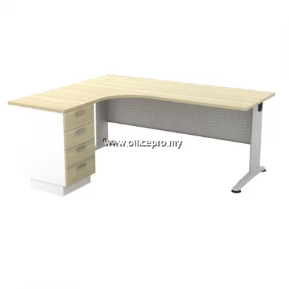 Executive L-Shape Table Set With Fixed Pedestal 4-Drawers｜Office Table Pj IPBL-4D
