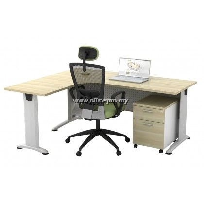 44 L-Shape Executive Table C/W Mobile Pedestal 1D1F｜Office Table Pj IPBL