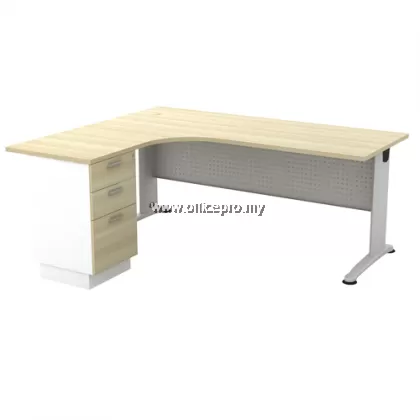 44 Executive L-Shape Table Set With Fixed Pedestal 2Drawer 1Filling｜Office Table Pj IPBL-3D