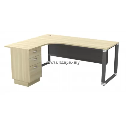 IPOML-3D L-Shape Manager Table With Metal Front Panel & 2D1F Drawer｜Office Table Shah Alam