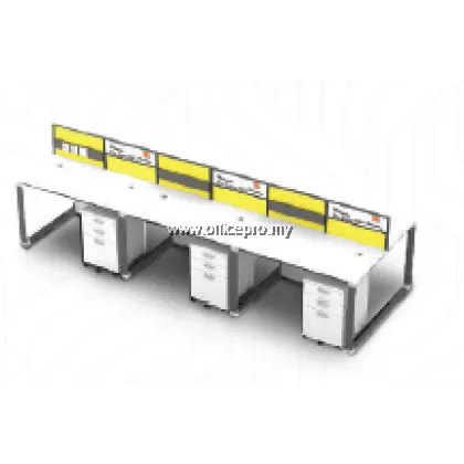 IP30-OR-6 Office Workstation Cluster Of 6 Seater | Office Cubicle | Office Partition Setia Alam
