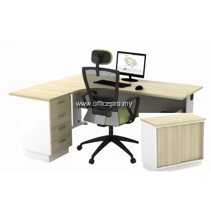 L-Shape Executive Table Fixed Pedestal With Side Cabinet｜Office Table Pj IPBL-4D