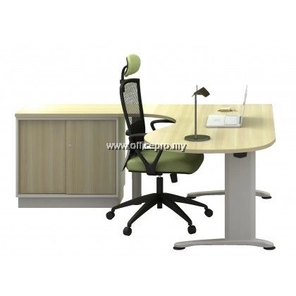 IPBMB 66 Executive P-Shape Table C/W Sliding Door Low Cabinet｜Office Table Pj