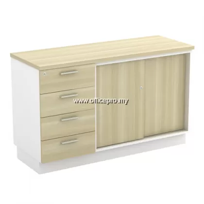IPB-YSP 7124 Sliding Door Cabinet + Fixed Pedestal 4 Drawer Klang