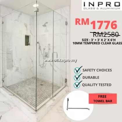 IPSS-6 Shower Screen Set With 10mm Tempered Glass | Glass Contractor Sunway