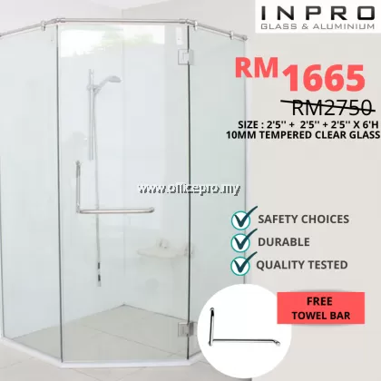 IPSS-1 Shower Screen Set With 10mm Tempered Glass | Glass Contractor Sunway