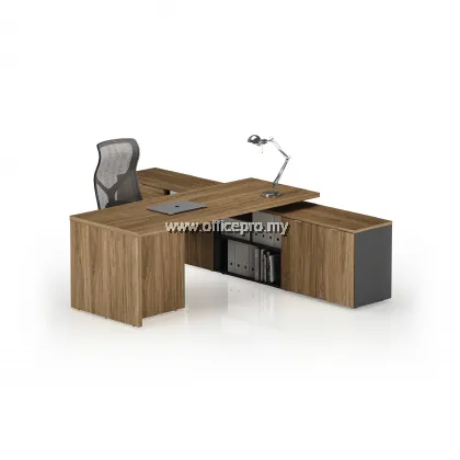 IPPDT-06 Director Table L Profuse Director Table With Side Cabinet | Office Table Putra Perdana