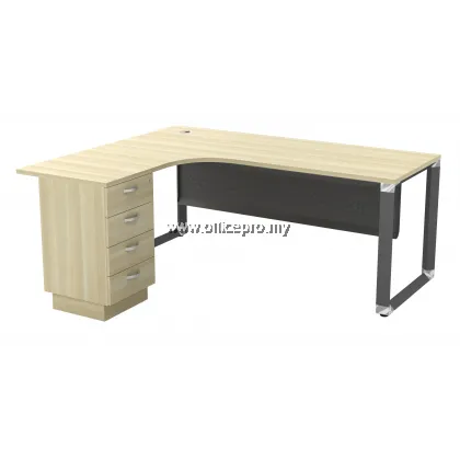 IPOML-4D L-Shape Manager Table With Metal Front Panel & 4D Drawer｜Office Table Shah Alam