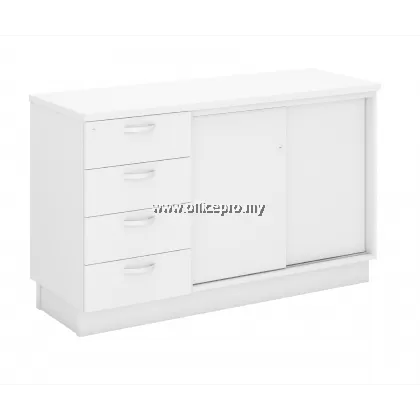 HQ-YSP 7124 Sliding Door Cabinet + Fixed Pedestal 4 Drawer Klang