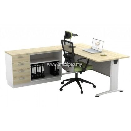 44 Standard Table C/W Open Shelf Cabinet Fixed Pedestal 4 Drawer｜Office Table Pj IPBT