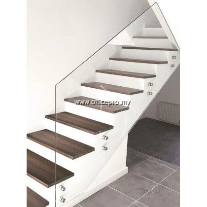 IPGRSN-12 12MM Tempered Glass Railing- Staircase (Frameless C/W Nut Style) | Glass Contractor Bukit Raja