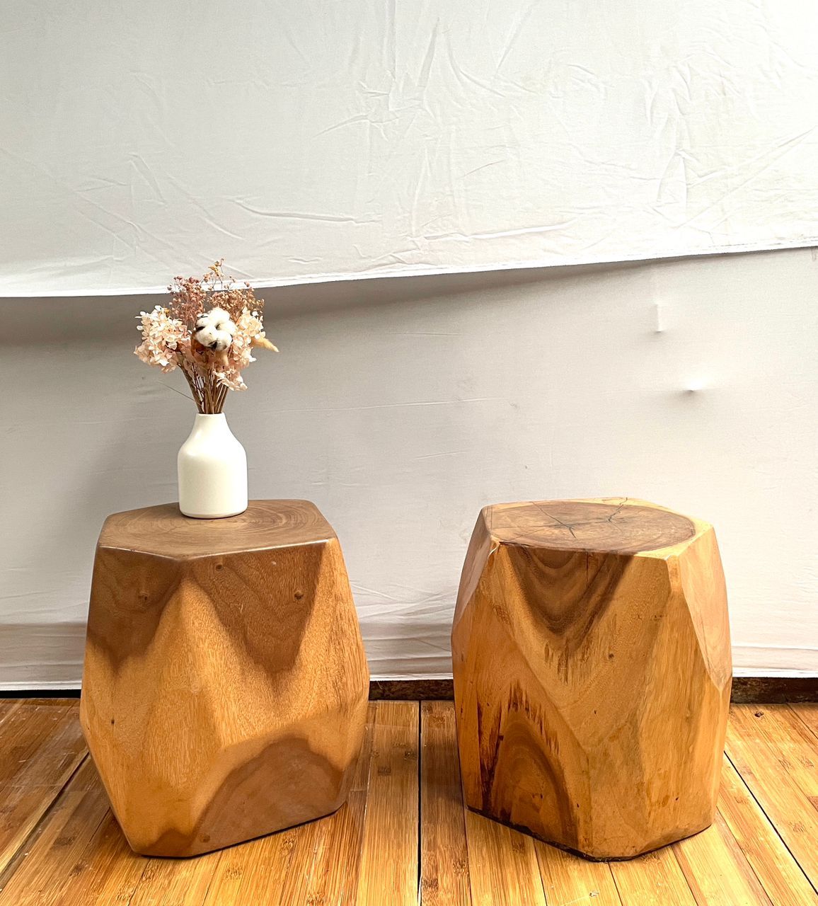 Geometric Wood Side Table