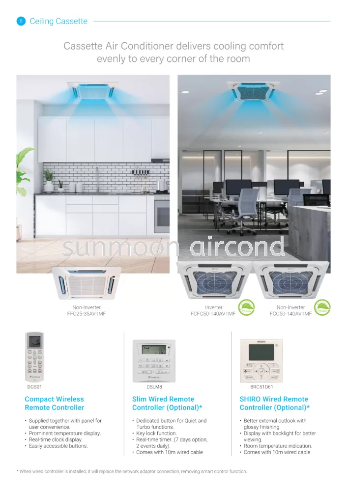 COMMERCIAL DAIKIN CEILING CASSETTE R32 STANDARD NON-INVERTER FFC/FCC-A SERIES WIFI (RAWANG)