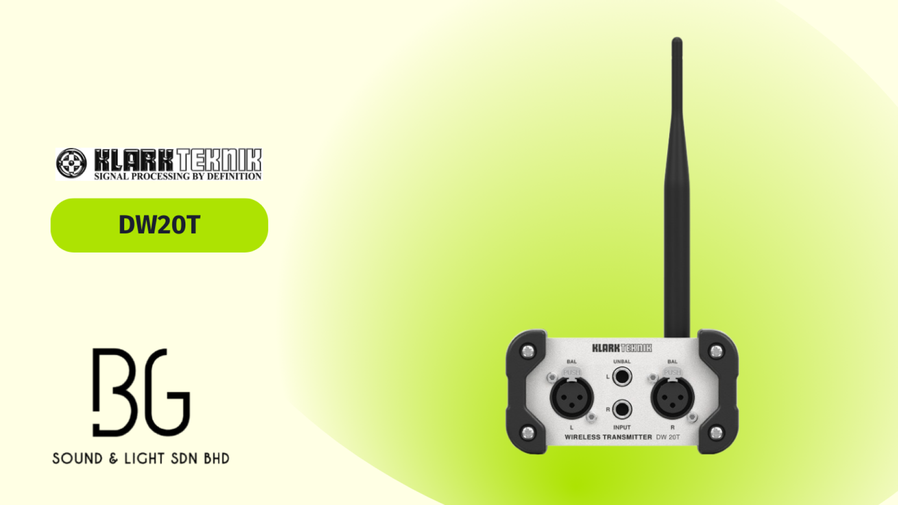 Klark Teknik DW20T – 2.4 GHz Wireless Stereo Transmitter for High-Performance Stereo Audio Broadcasting