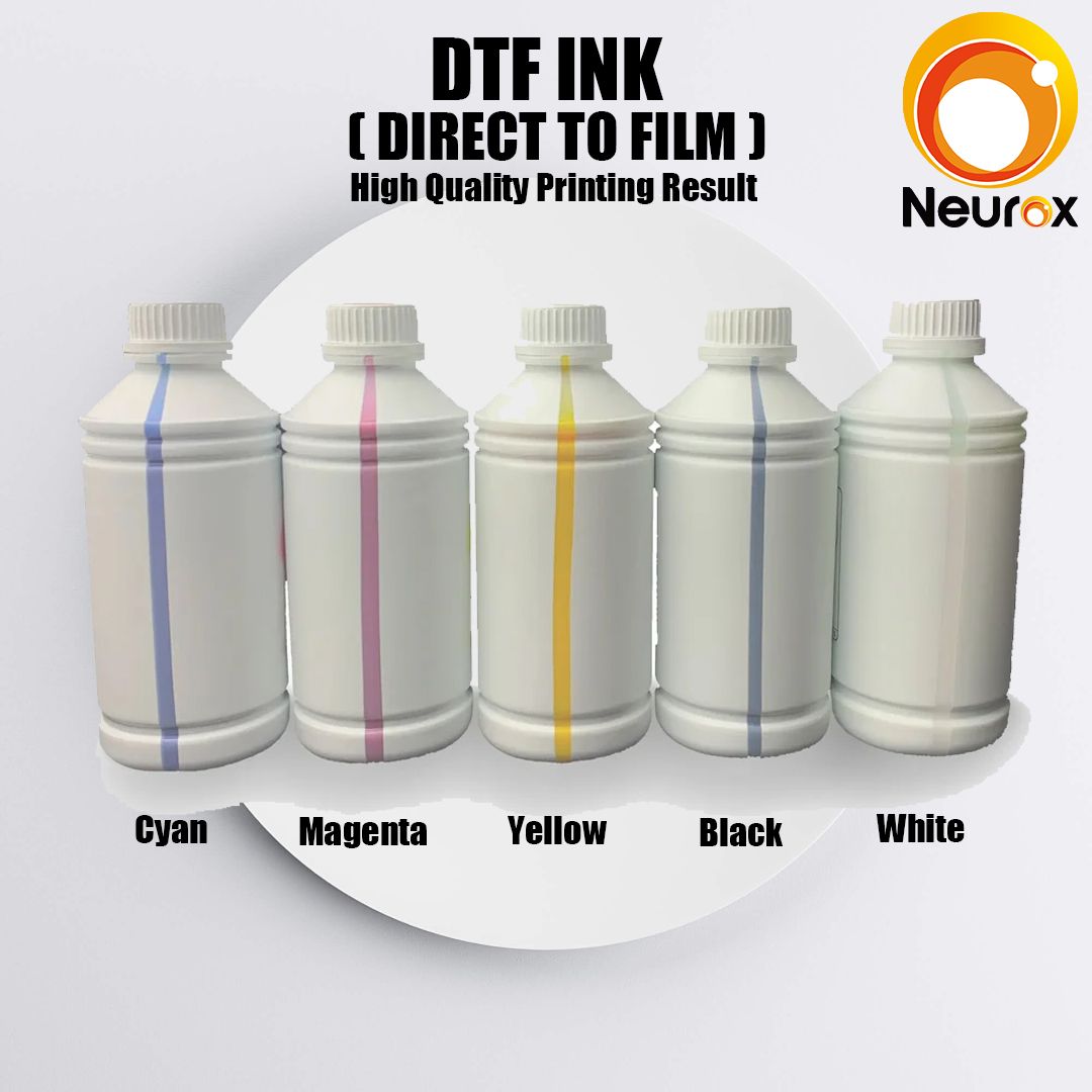 (PREMIUM) DTF Ink for Printing – CMYK + White | Heat Transfer Ink for Film Printing 1Liter & 100ML