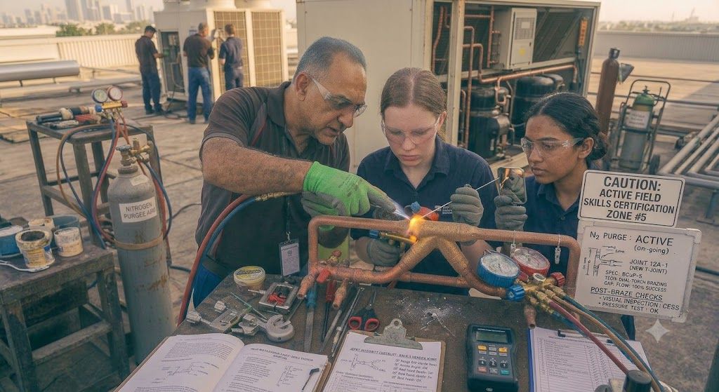 refrigeration system copper brazing installation skills