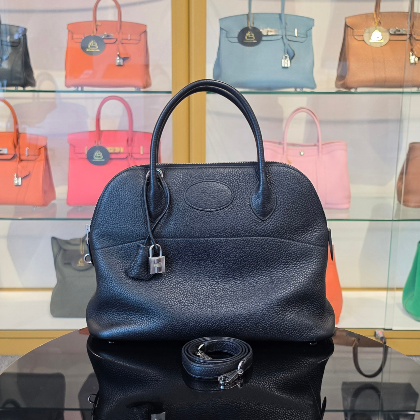 Hermes Bolide 31 Black Clemence Palladium Hardware Bag