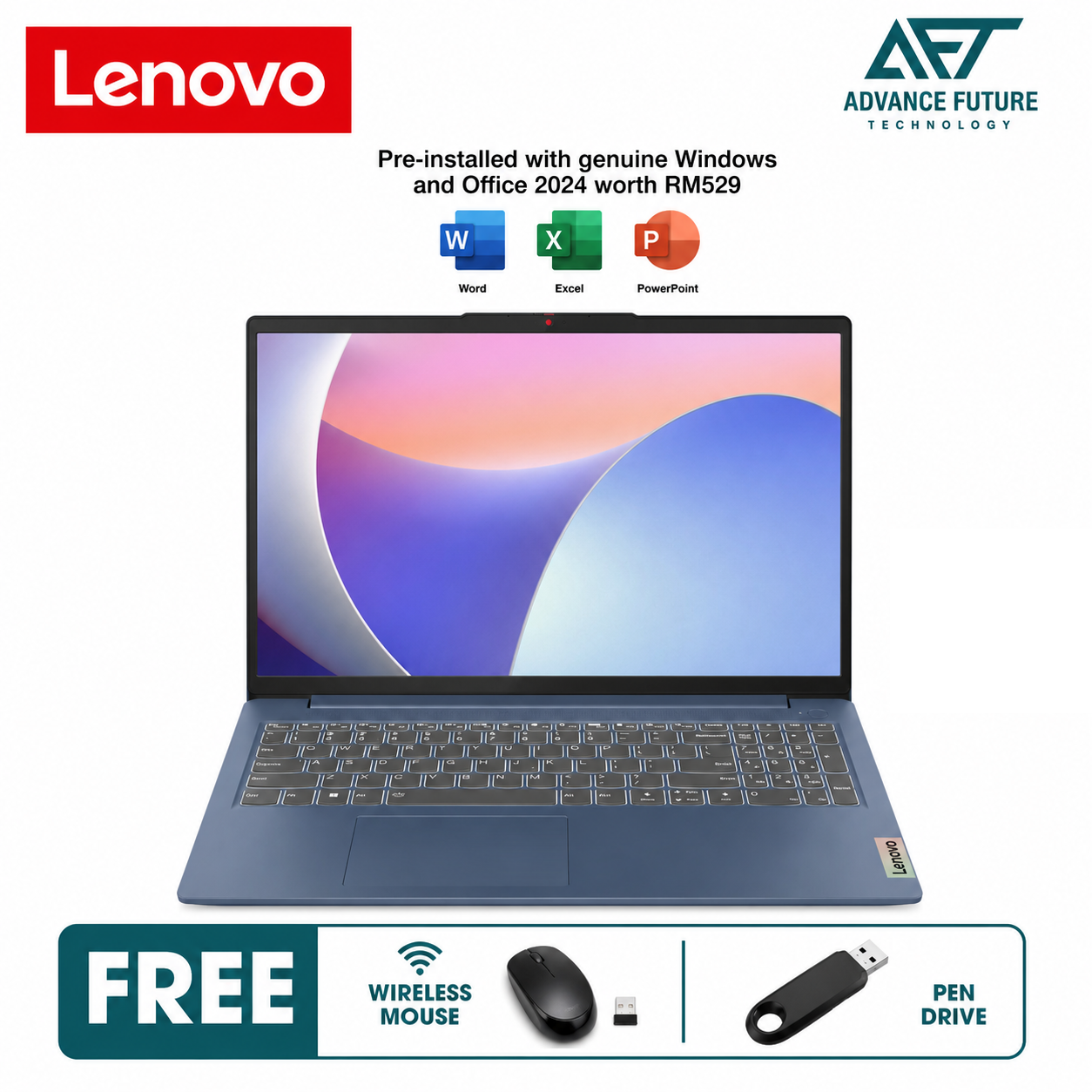 Lenovo IdeaPad Slim 3 15IAN8 82XB00FHMJ 15.6" FHD Laptop Abyss Blue ( Intel Core i3 N305, 8GB, 512GB SSD, Intel, W11, H&S 2024&M365 )