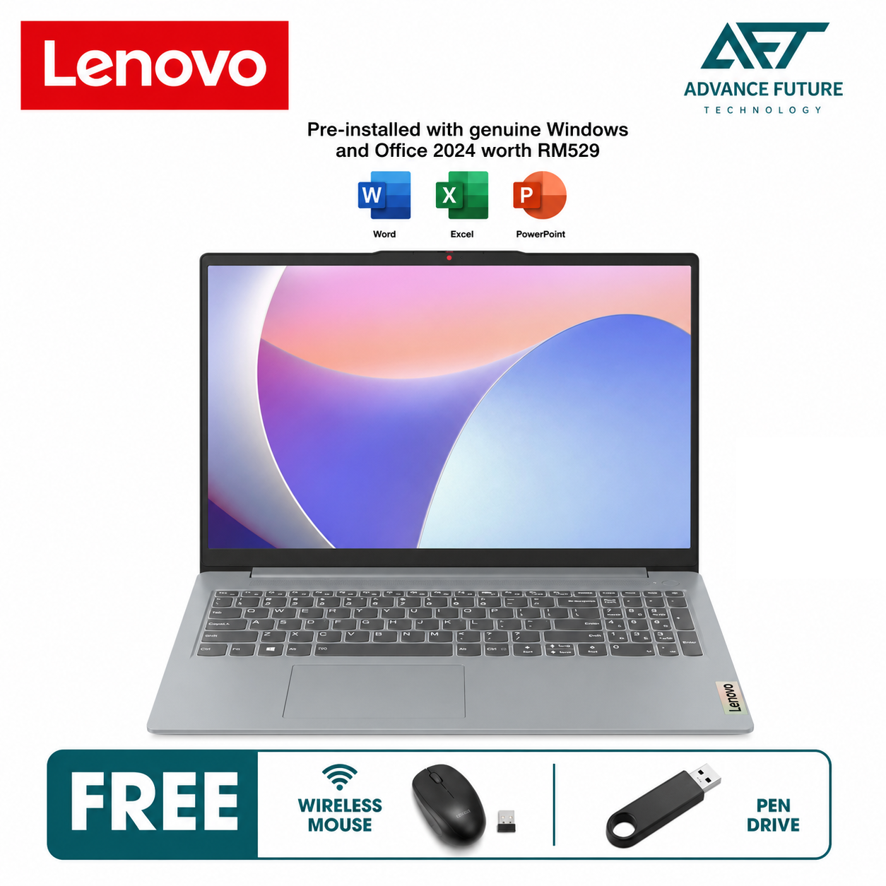 Lenovo IdeaPad Slim 3 15AMN8 82XQ00MPMJ 15.6" FHD Laptop Arctic Grey ( AMD Ryzen 3 7320U, 8GB, 512GB SSD, ATI, W11, H&S 2024 )