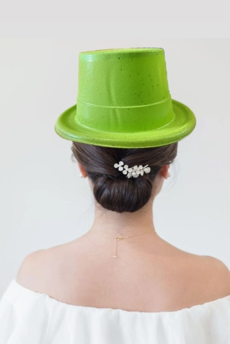 Plastic Top Hat Glitter - Lime Green (HAT-T1-LG)