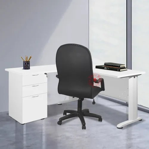 MJMF L Shape c/w drawer 2D1F | Office Table | L Shape Table | Meja Pejabat