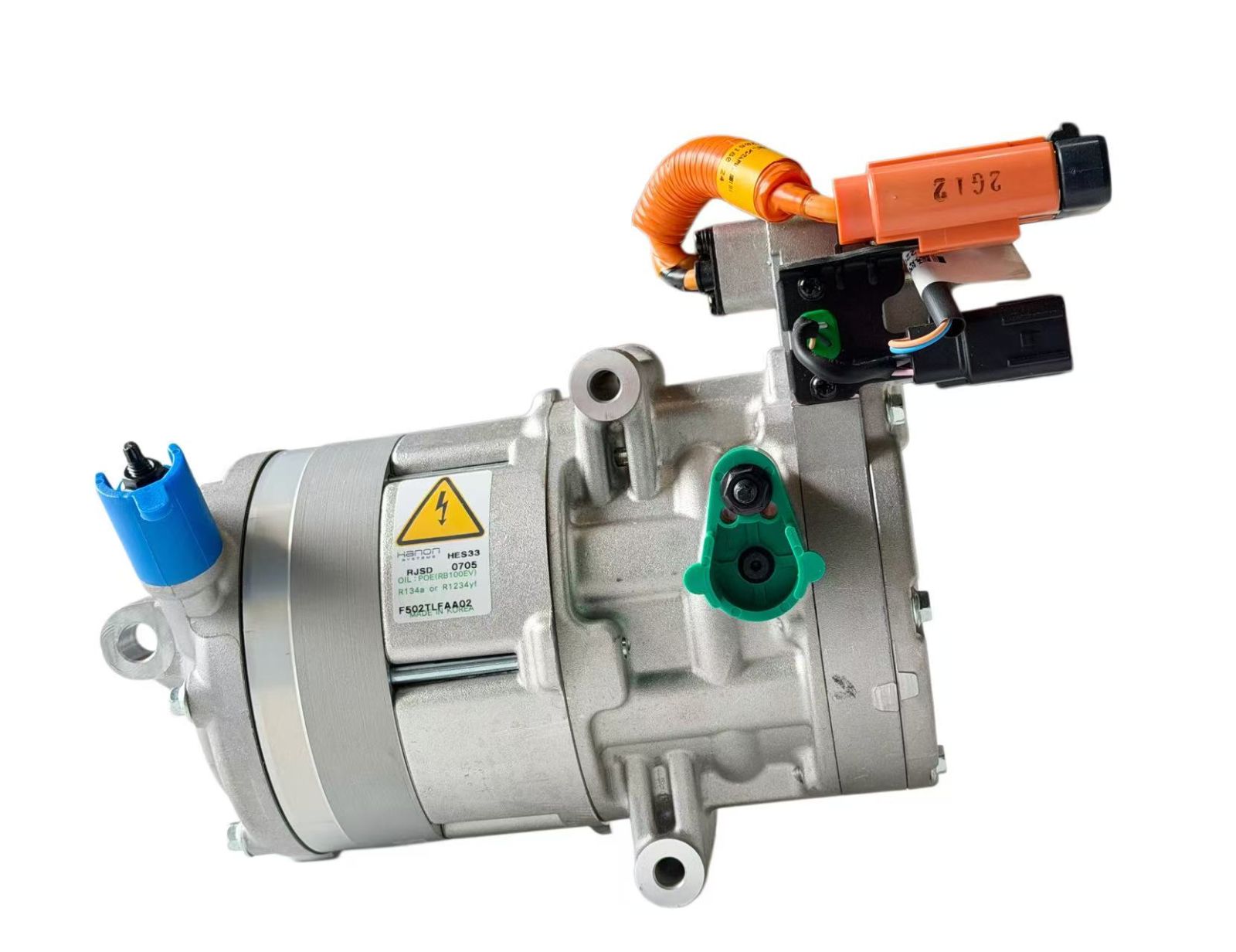 HANON HES33 High-Voltage Electric Hybrid A/C Compressor | Model F502TLFAA02 Made in Korea | OEM 97701-E6100 / 97701E6100 | Fits Hyundai Sonata LF Hybrid 2016–2019 & Kia Optima K5 JF Hybrid 2017–2020