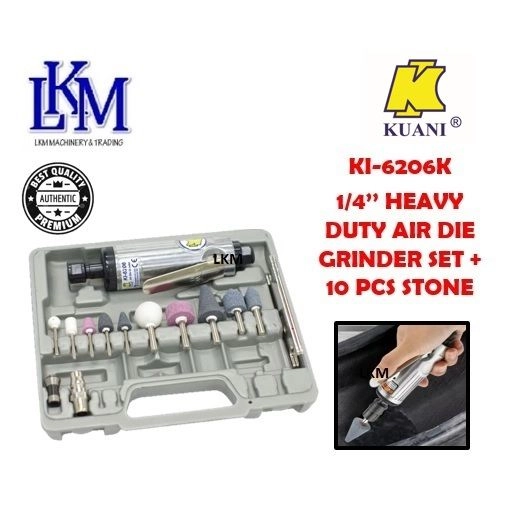 KUANI KI-6206K 1/4" Heavy Duty Air Die Grinder Set 22000RPM