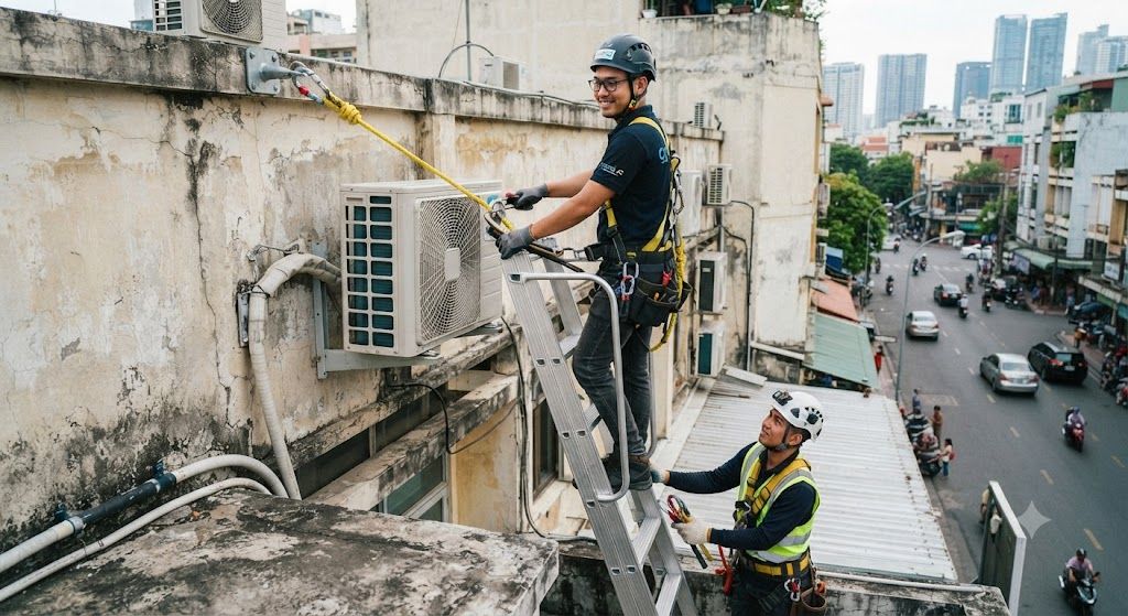 safe work at height for air conditioning installation