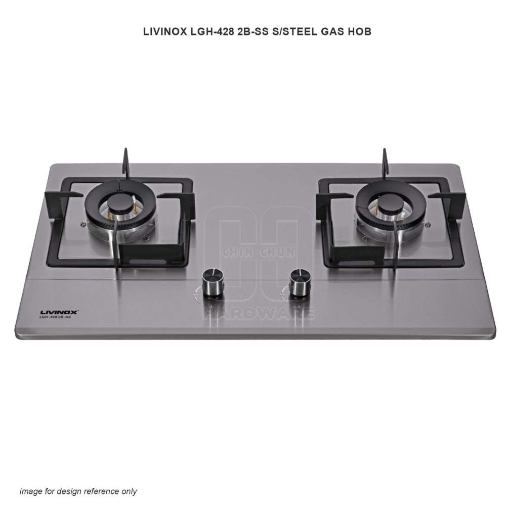 LIVINOX LGH-428 2B-SS S/STEEL GAS HOB