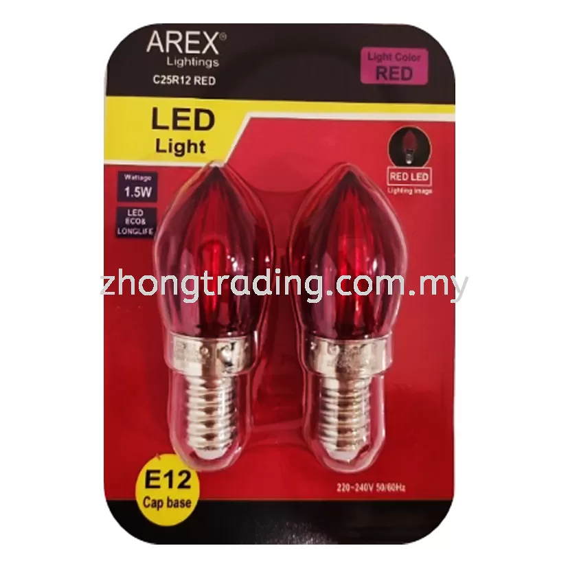 AREX E12 1.5W LED Chili Bulb -Red