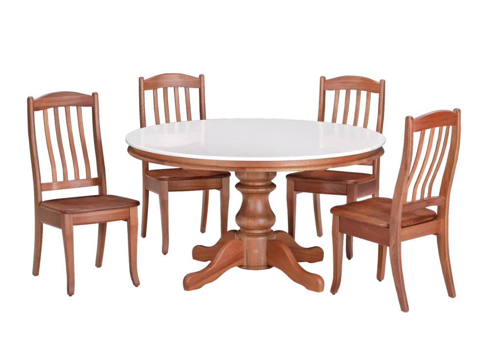 808MTL48"Nano White Natural Matt Without Lazy Susan& 4 868 Chairs