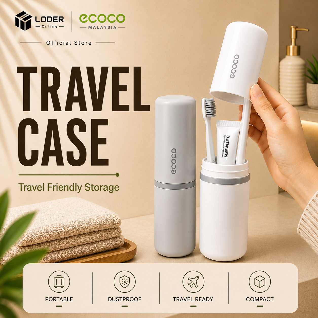 LODER ECOCO Travel Toiletry Bottle Refillable Travel Bottle Portable Cosmetic Container Travel Dispenser