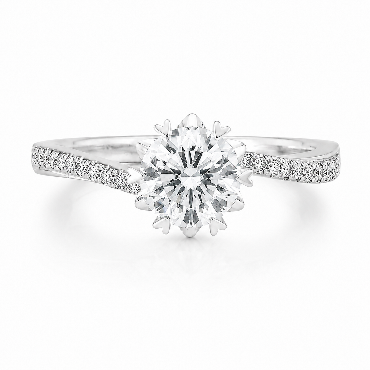 Roman & Co庐 Celeste Heart Crown Solitaire Engagement Ring