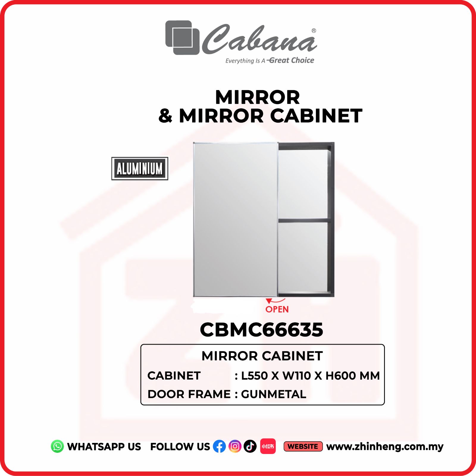 CABANA MIRROR CABINET CBMC66635