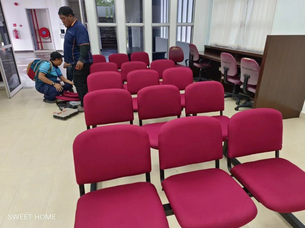 Waiting Link Chair | Banquet Chair | Student Chair | Fabric Medium Back Office Chair | High Back Office Chair | Office Chair Refabric | For Kolej Komuniti Tasek Gelugor Bertam Kepala Batas Penang Kedah