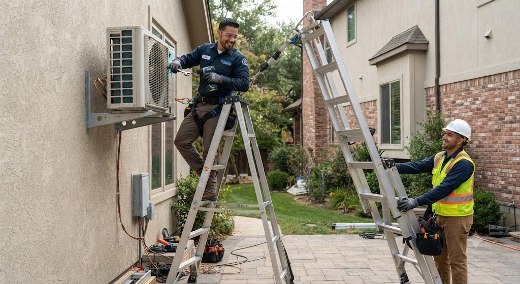 safe ladder practices for aircon installation