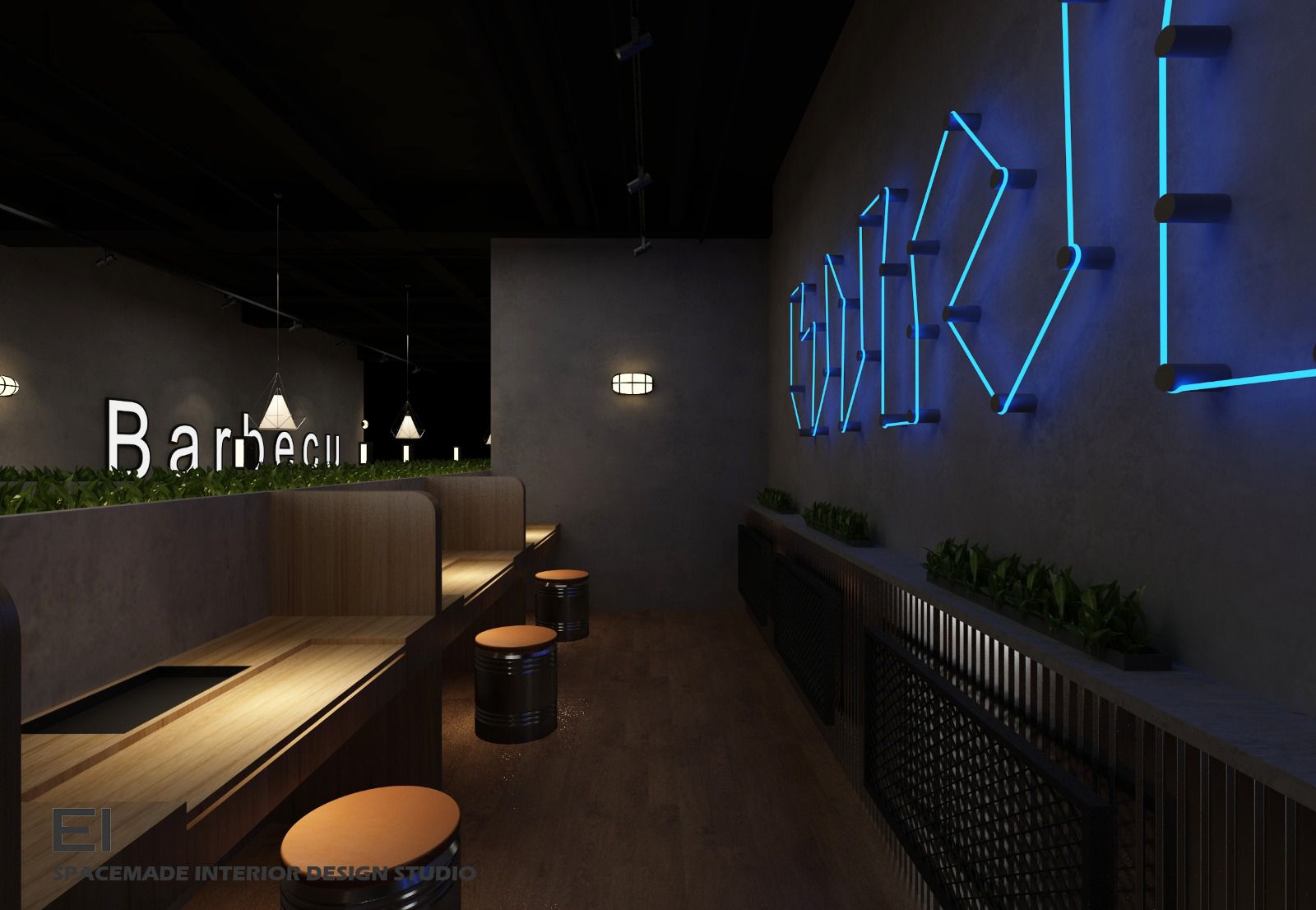 Modern Industrial BBQ Restaurant Design