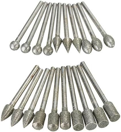20PCS 3MM SHANK DIAMOND BURR GRINDING HEAD DRILL BIT
