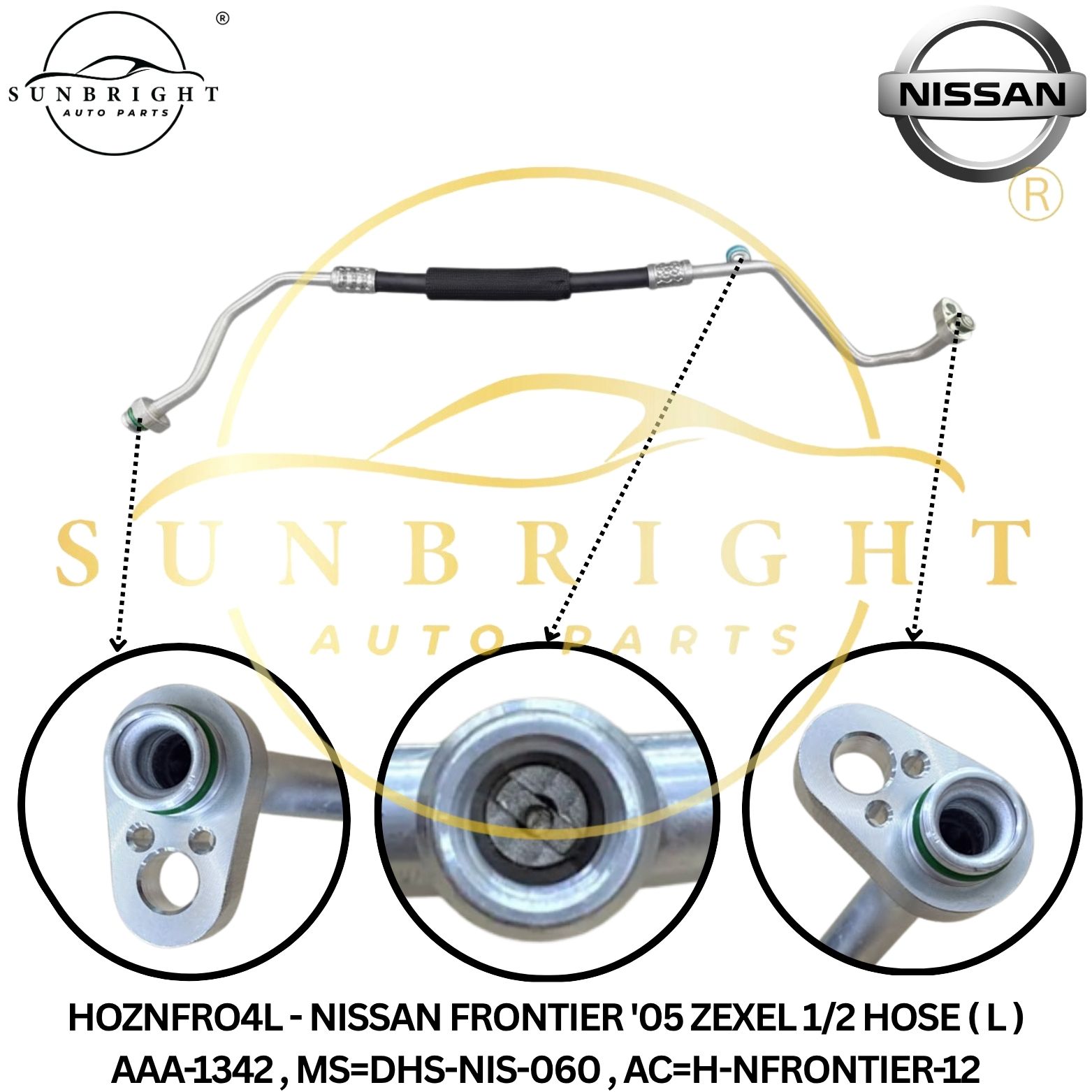HOZNFRO4L - NISSAN FRONTIER '05 ZEXEL 1/2 HOSE ( L ) AAA-1342 , MS=DHS-NIS-060 , AC=H-NFRONTIER-12