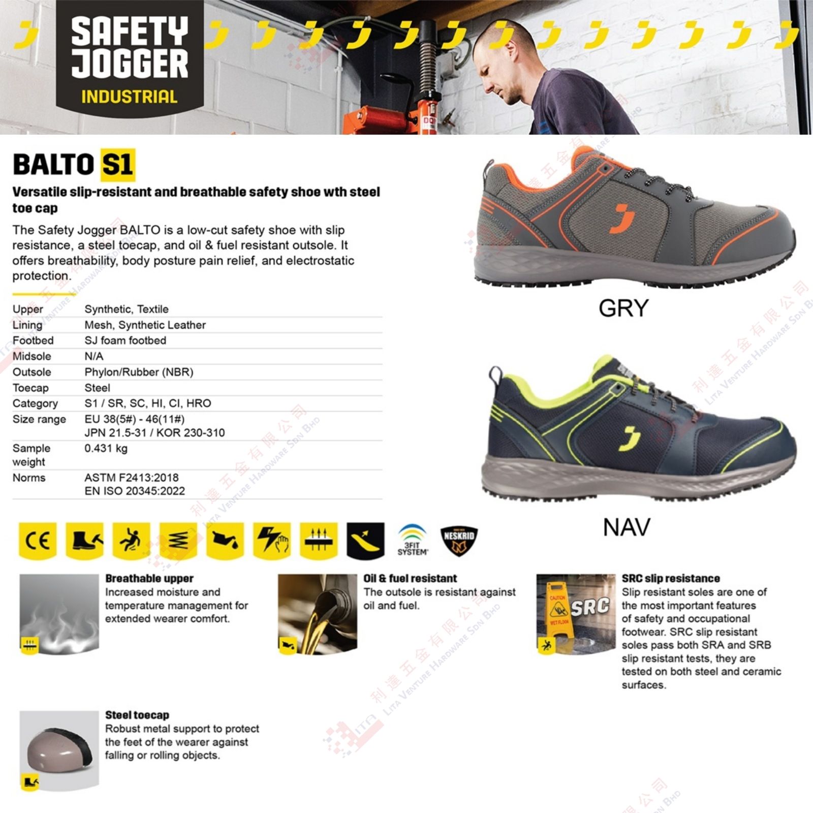SAFETY JOGGER BRAND SAFTY SHOE - BALTO S1