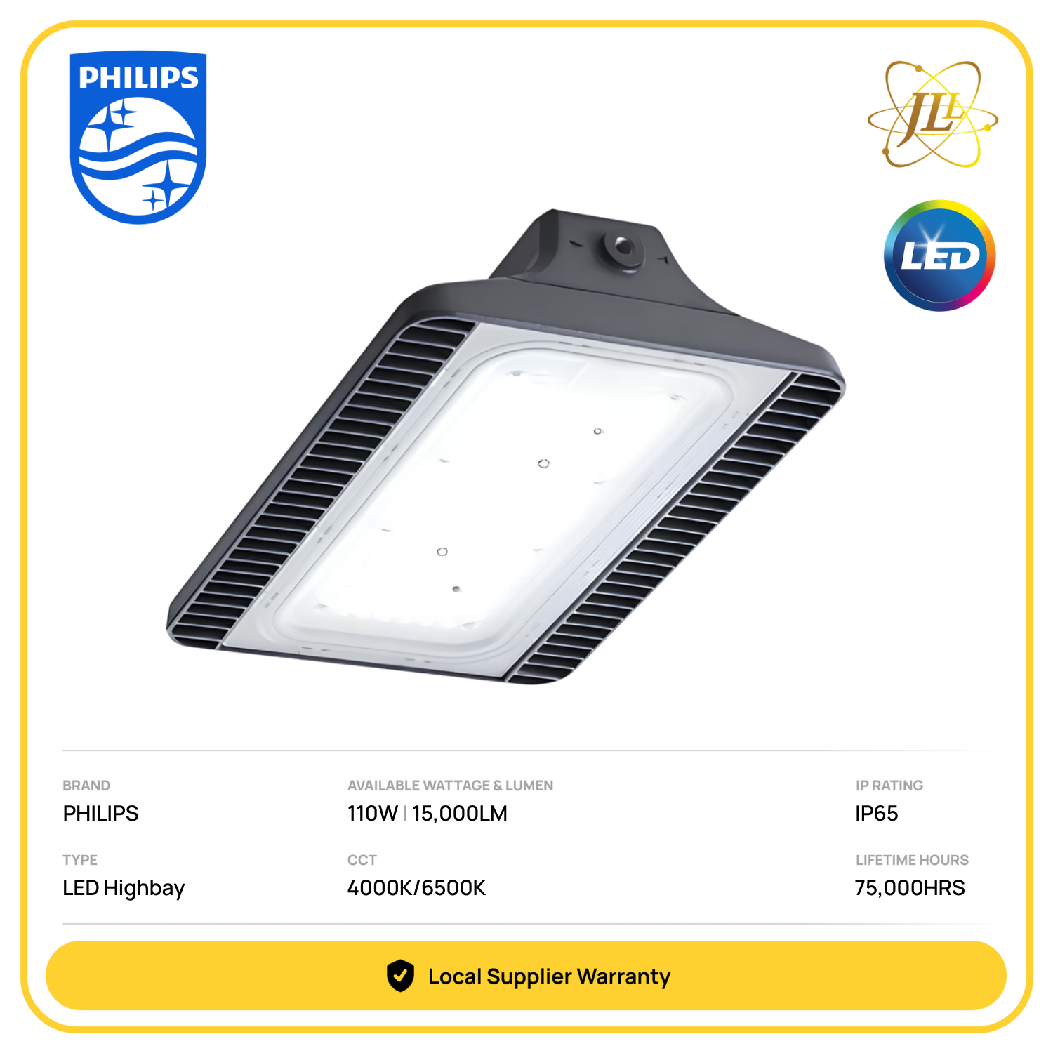 PHILIPS GREENPERFORM BY570P LED150 RECTANGULAR LED HIGHBAY 240V 110W 15000LM IP65 CRI80 [4000K/6500K]