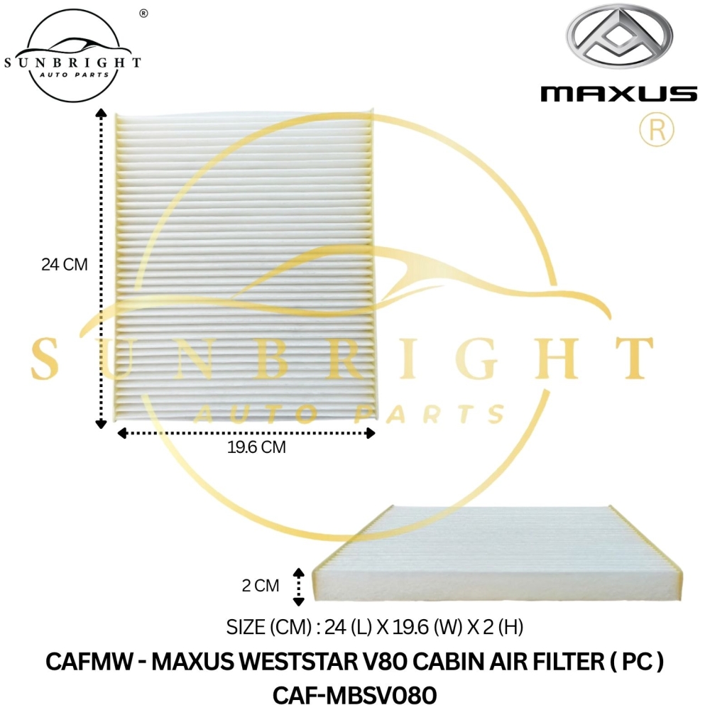 CAFMW - MAXUS WESTSTAR V80 CABIN AIR FILTER ( PC ) CAF-MBSV080