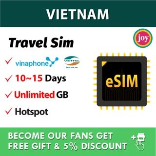 eSIM【Vietnam】Vietnam Vinaphone Viettel Travel Prepaid Sim Card UNLIMITED GB 越南上网卡