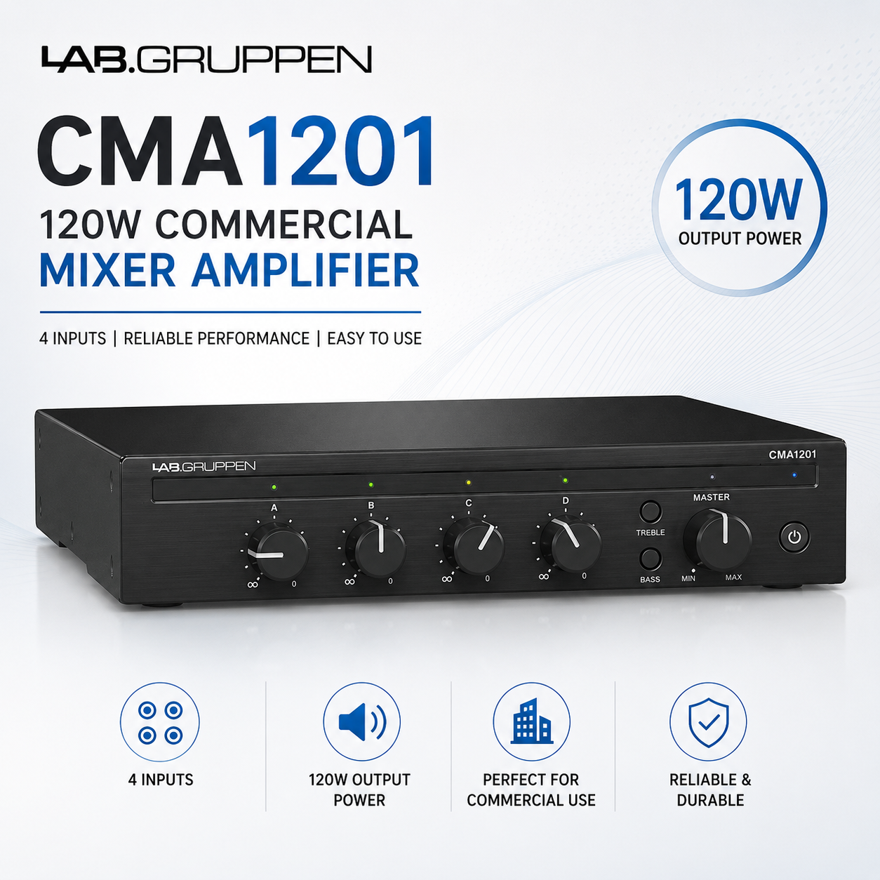 Lab Gruppen CMA1201 – Penguat Campur Komersial 120W dengan 4 Input